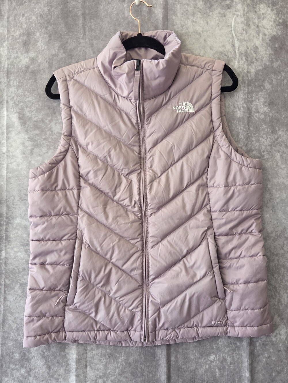 North Face 550 Puffer Vest Sleeveless Down Dusty Purple Full Zip Womens L
